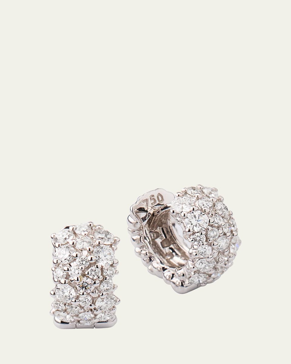 18K White Gold Small Confetti Diamond Snap Hoop Earrings